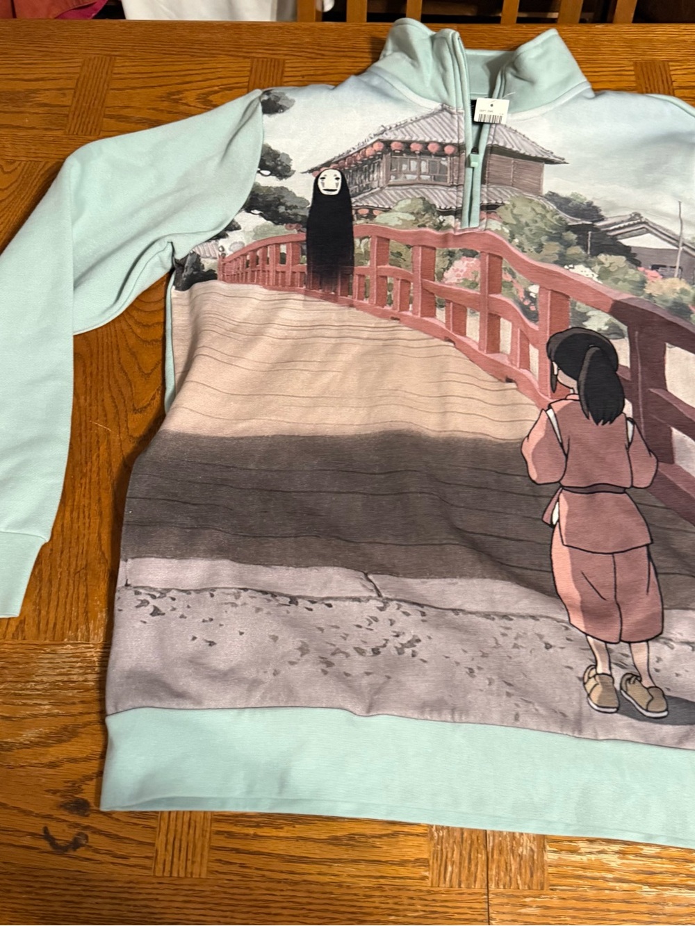 Studio Ghibli Spirited Away Chihiro & No Face Quarter Zip Sweatshirt Sz M NWT - Picture 3 of 16
